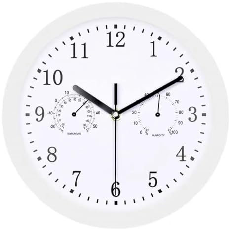 Yulokdwi Gartenuhr Wetterfest Outdoor,Wanduhr Außen Outdoor, 10 Zoll Gartenuhr Wetterfest, Außenuhren Wetterfest Mit Thermometer Und Hygrometer,dekorativ Für Badezimmer, Terrasse, Pool