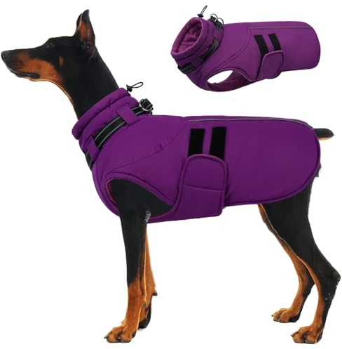 IECOii Cappottino invernale per cani, XXXL, giacca impermeabile per animali domestici, caldo, impermeabile, con imbracatura, fodera in pile regolabile, antivento, riflettente, per cani di taglia