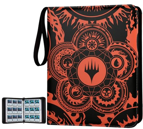 MTGPRO Trading Card Binder,9-Pocket Binder for Trading Cards Holds 720 Cards,Premium Collector Card Album for Standard Cards,Card Collection Folder for MTG,TCG,Yugioh,Game Cards (A-orange)