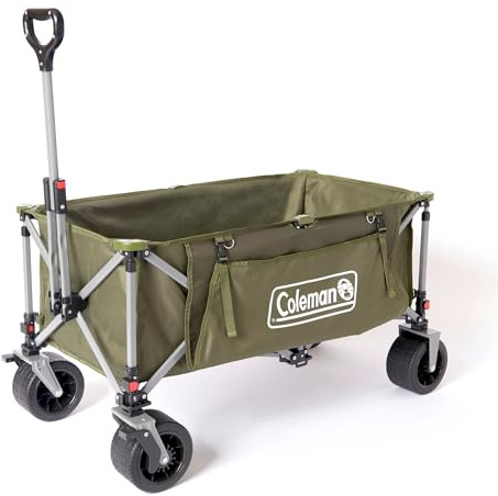Coleman Collapsible Camping Wagon | Foldable Pull Wagon | 4 Wheel Festival Trolley | Portable Hand Cart|Detachable Wheels | Up to 180 kg Load Capacity | 116 x 60 x 58 cm | Green