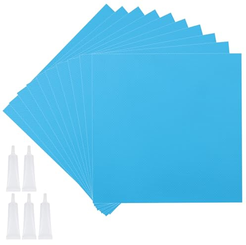 10 Pcs Bounce House Repair Kit Includes Blue Vinyl PVC Patches with 5 Adhesive Tubes Complete Vinyl Repair Patch Kit for Bounce Houses Inflatable Pools Boats and Other Air-Filled Items