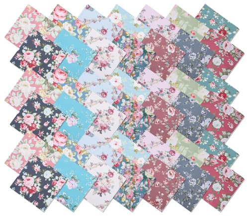 42PCS Charm Packs for Quilting 5 Inch Vintage Floral Fabric Squares Precut Squares Patchwork Fabric for Quilting, Sewing, Home Decor, Patchwork Quits, Bags, Party Decor, and Crafts﻿