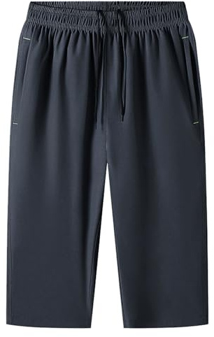 Generisch Pantalones de tela para hombre, de lino, para verano, pierna ancha, holgados, transpirables, elásticos, cómodos, para playa, vacaciones, A24, gris, 7XL