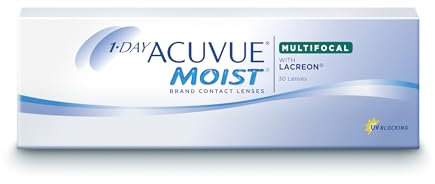 Acuvue 1-DAY ACUVUE MOIST MULTIFOCAL; Lenti a contatto giornaliere; Visione chiara e nitida sia da lontano che da vicino; Protezione UV;-5.00 diottrie; BC 8.4; DIA 14.30; ADD Medium; 30 lenti