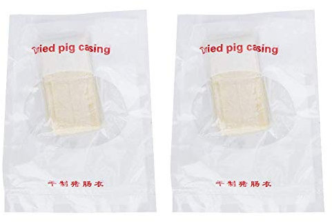 Iwinna 2 Pcs Double-Layer Sausage Casing Collagen, Dry Sausage Casing Shell for Sausage Hot Dog Pig Sausage Casing 8m x 50mm