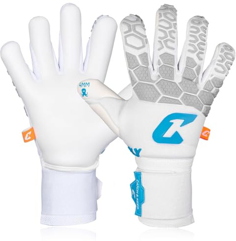 CATCH & KEEP Torwarthandschuhe Herren Fly White Soul Gr. 9 I Professionelle Torwarthandschuhe mit Fingerschutz, Daumenunterstützung & dickerer Handgelenksbandage