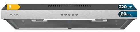 Cecotec Campana Extractora 60cm de Ancho Bolero Flux CM 602200 Inox B. Potencia Succión 220m3/h, Motor 70W, Bajo Consumo, Control Mecánico, 3 Niveles de Potencia, Acabado en Inox