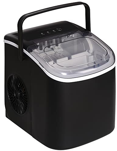 HOMCOM Máquina de Hielo 12 kg/24h Máquina de Hacer Hielo Autolimpieza 9 Cubitos de Hielo en 6-12 Minutos Máquina de Hielo para Casa con Asa Cuchara Cesta Negro