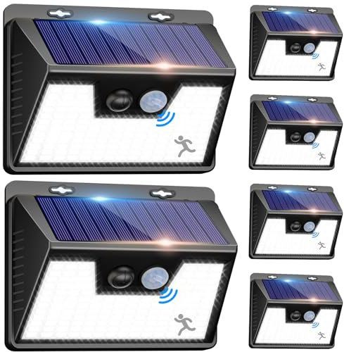 nipify Solarlampen für Außen mit Bewegungsmelder, 【6 Stück】 140 LED 3 Modi Solarleuchten für Außen IP65 Wasserdichte LED Solar Aussenleuchte mit Bewegungsmelder Aussen für Wandleuchte, Garten, Garage