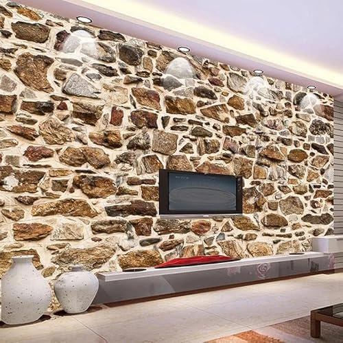 Papel Tapiz De Mural Personalizado, Mural Con Textura De Piedra 3D Nostálgico Retro, Papel Tapiz Para Sala De Estar, Estudio Y Restaurante,250cmX175cm