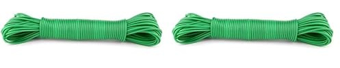 IDEA HOME Corde à Linge indéchirable de 20 m pour la Maison, Le Jardin et Le Camping – Corde à Linge Robuste en Polyester et revêtement Plastique, Couleurs Assorties (Lot de 2)