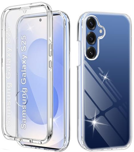 Yutwo Funda para Samsung Galaxy S25 Carcasa Antigolpes 360 Grados Protección con Protector de Pantalla Integrado Robusto Doble Cara Ultrafina Transparente Case Carcasa para Samsung Galaxy S25, Clear