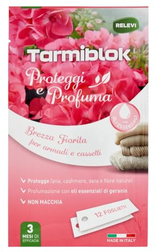 Antitarmico e Antiacaro Profumato Trappola per Tarme Alimentare (12 Foglietti Proteggi & Profuma Foglietti Brezza Fiorita)