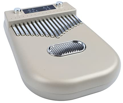 Bärbar smart tumpiano 17 tangenter elektronisk Kalimba med noter för barn vuxen nybörjare, lägen: Kalimba, piano, gitarr, batteriresion (guld)