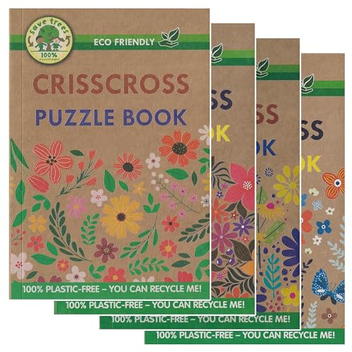 WF Graham Libros de crucigramas ecológicos para adultos, libros de crucigramas sin plástico, más de 130 cruces en cada uno, juego de 4