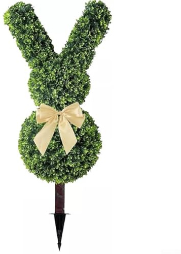Coniglietto decorativo pasquale, arte topiaria artificiale, albero topiaria verde, finta pianta di coniglio pasquale, per decorazione portico all'aperto (stile 1)