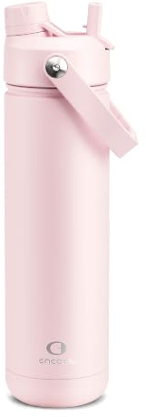 ENCOOL Insulated Water Bottle with Straw Stainless Steel Water Bottle, Leak-Proof, BPA-Free, Double Wall Vacuum Keeps Cold for 24 Hours for Sports, Travel, School (26 oz, Cotton Candy)