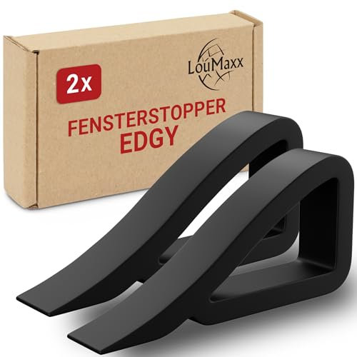 LouMaxx Window Stopper for Airing - Door Wedge - The Allrounder in Window Wedges and Door Stopper Floor - Window Stopper Rubber - Pack of 2 in Black