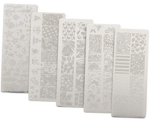 BESTYASH Kit De 5 Plaques De Stamping Pour Nail Art Small Format, Motifs Animaux Et Fonds Marins, Pochoirs Vernis à Ongles Pour Manucure D’été, Accessoires Nail Art Précis Et Polyvalents