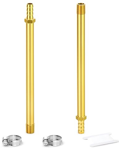ERGAOBOY 2 stycken mässingsslang-långnippel-rörskruvanslutning, 1/8 tum BSP-yttergänga, längd 10 mm med krok-200 mm med krokar förlängning, rak kontakt, bränsle, gas, vatten, luft