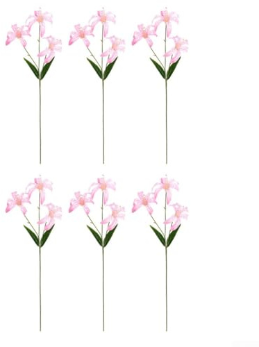 Zeroupshop Ramo de lirios sintéticos de 60 cm, 6 piezas de flores artificiales para bodas, ramos de novia, centro de mesa, fiesta, hogar, oficina, decoración de jardín (rosa)