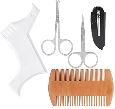Yinhing Set di Pettini e Forbici Trasparenti per Modellare la Barba, Cura Precisa della Barba, per Rifinire e Modellare la, per la Cura dei del Viso e per il Mantenimento della Uomo