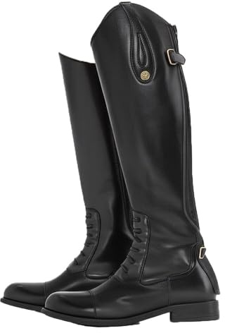 YUMALI Botas Ecuestres Para Mujer, Botas Largas De Montar Con Cremallera Trasera De Cuero Suave Para Principiantes, Para Niñas (Black,37)