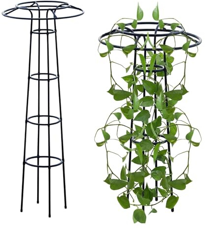 Traliccio Da Giardino Per Piante Rampicanti,Rose Gabbia Di Supporto Verticale, 105 145 185 225cm Per Fiori Da Esterno E Supporto Per Arrampicata(Black,185cm/72.8in)