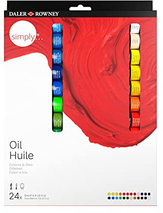 Daler Rowney Simply Oil, Ölfarben-Einsteigerset mit 24 x 12 ml Multi