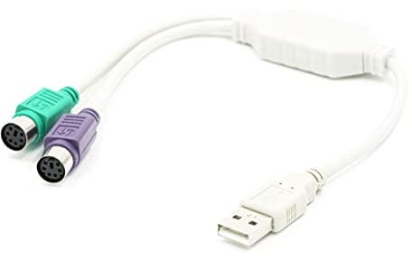 BIGtec adattatore cavo USB da 2 x PS/2 per tastiera, Scanner, mouse e Keyboard, convertitore PS2 interfaccia spina usb a 2 prese PS2