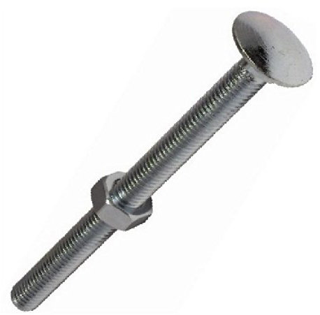 AHCMetric MILD Steel Cup Square Bolts with Nuts (ZINC & Clear) M6 X 80mm (Pack of 25)