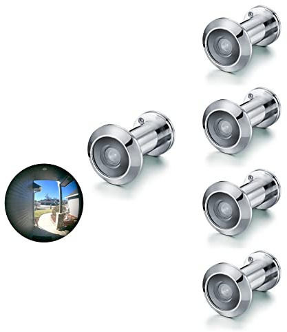 TOGU TG2814YG-PH Solid Brass UL Listed HD Glass Lens 220-degree Door Viewer Peephole with Heavy Duty Privacy Cover for 1-3/8 to 2-1/6 Doors, Polished Chrome Finish,5 Sets