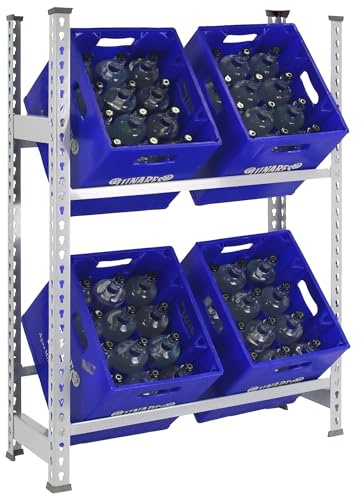 Simon Rack Drinks Crate Rack for 4 Crates, 1000 x 800 x 300 mm, Galvanised, Freestanding Metal Shelf for Water Crates, Beer Crates or Drinks Crates, for Kitchen, Garage or Cellar
