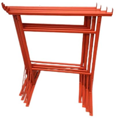 HILL TOP FABRICATIONS LTD - 4 x Builders Trestles Size NO.3, Adjust from 1.0m - 1.8m (Trestle Band Stands) SWL 400kg Made in The UK - Powder Coated Orange for Hard-Wearing Finish. Ideal for Builders.