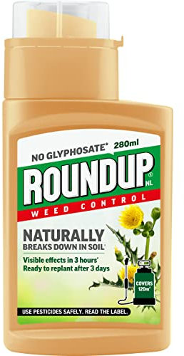 Roundup 100% NATURAL CONCENTRATE - 280 ml, Coverage 120 m² (Glyphsate Free Weed Killer)