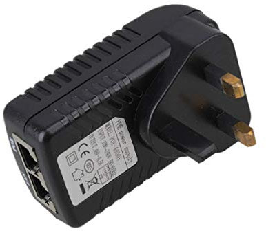 STOBOK DC 48V 0.5A POE Injector - Ethernet Adapter UK Plug Power Supply for 12V 24V 48V POE Devices - Black