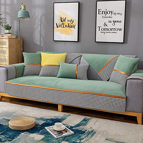 sofaläufer Sofaschoner couchbezug Decke Sofa,L-förmiger Stoff Schnittsofaschild,Ecksofabezüge für Ledercouch,hocheffiziente rutschfeste Sofasitzbezüge-Grün_110 * 210 cm