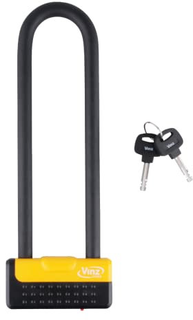 VINZ Pomerape Bügelschloss 29 cm | U-lock 13 mm dick | Fahrradschloss Schwarz | Motorradschloss von Stahl | Rollerschloss