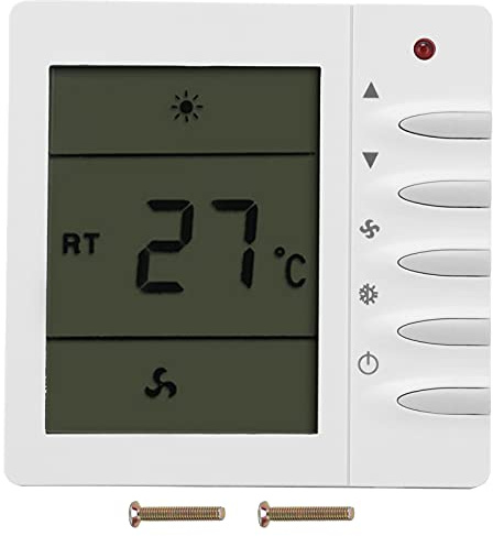 Knapp Termostat, AC 220V Central Luftkonditionering Fläkt LCD Termostat Luftkonditionering Temperaturregulator