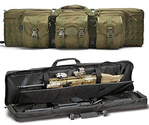 XVBVS Estuche Blando para Rifle, Bolsa Doble para Rifles, Mochila de Rifle Táctico Estuche de Transporte para Pistola Estuche de Escopeta Suave Estuche de Airsoft Bolsa de Pistola- Green||93cm