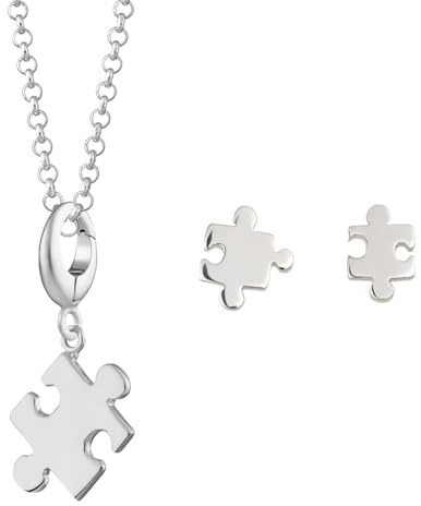 Lily Charmed - 925 Sterling Silver Jigsaw Jewellery Set for Women