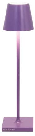 Zafferano, Poldina Micro, Lampada da Tavolo Ricaricabile e Senza Fili con Controllo Touch, Adatta per Salotto ed Esterni, Dimmer, 2200-3000 K, Altezza 27,5 cm, Colore Lilla