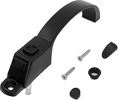 WOMELF Maniglia for schermo in materiale in lega da 1 pezzo Maniglia for porta dello schermo di blocco della finestra del filato antifurto nera con maniglia dell'interruttore di blocco/pressione (Col