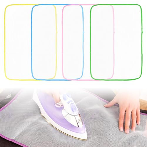 Wisebom 4 Pezzi Panno per Stirare, 40 * 60cm Panno da Stiro a Rete Resistente al Calore Tappetino da Stiro Resistente al Calore per Evitare Danni da Stiratura e lucentezza agli Indumenti Vestiti