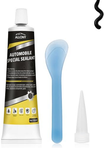ALLONY Colle Pare Brise, Silicone Noir, Mastic Carrosserie, Colle pare Choc, Résistant à L'eau et aux Hautes Températures, Convient pour Sceller Portes, Pare-Brise et Carrosseries de Voiture-100ml (A)