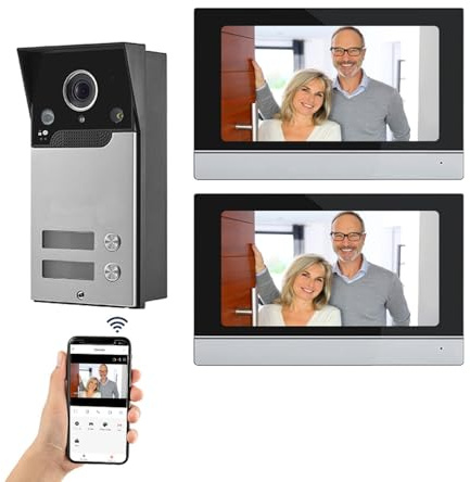AOAMZ WiFi Tuya Interphone Vidéo Filaire 2 unités Sonnettepour Accueil Vidéo Sonnette Visiophone Système, 7 Moniteur Intérieur écran Tactile, 1080P HD Sonnette de Caméra Filaire Vision Nocturne