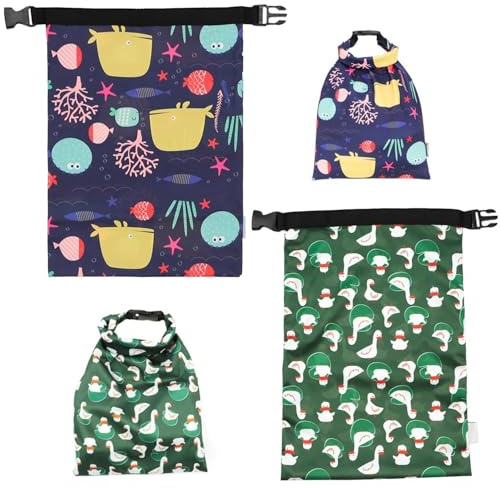 Paquete De 2 Bolsas Para Pañales Con Clip, Bolsa Para Pañales De Gran Capacidad, Bolsa Para Pañales Impermeable, Bonita Bolsa De Almacenamiento Impresa, Reutilizable