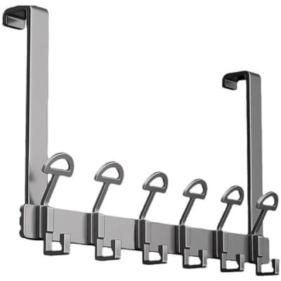 LdawyDE Attaccapanni da Porta, 12 Ganci Appendiabiti da Porta 39 x 28 cm (L x A) Senza Perforazione Appendino da Porta per Appendere Camera da Letto, Bagno, Cucina, grigio