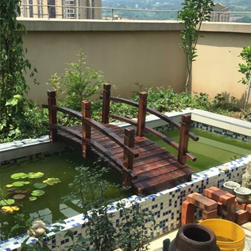 Ponte da Giardino Ponte da Giardino da 140 Cm per Esterni, Ponte In Legno Carbonizzato per Laghetto da Giardino, Passerella Ad Arco per Decorazioni da Giardino Resistente, Ponte Decorativo per Fattori