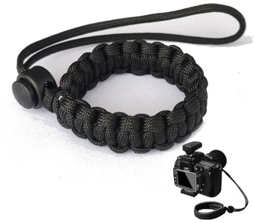 JEYORZY Correa de Cámara Ajustable de Mano, Paracord Cuerda de Muñeca para Cámara de Fotos, Negro